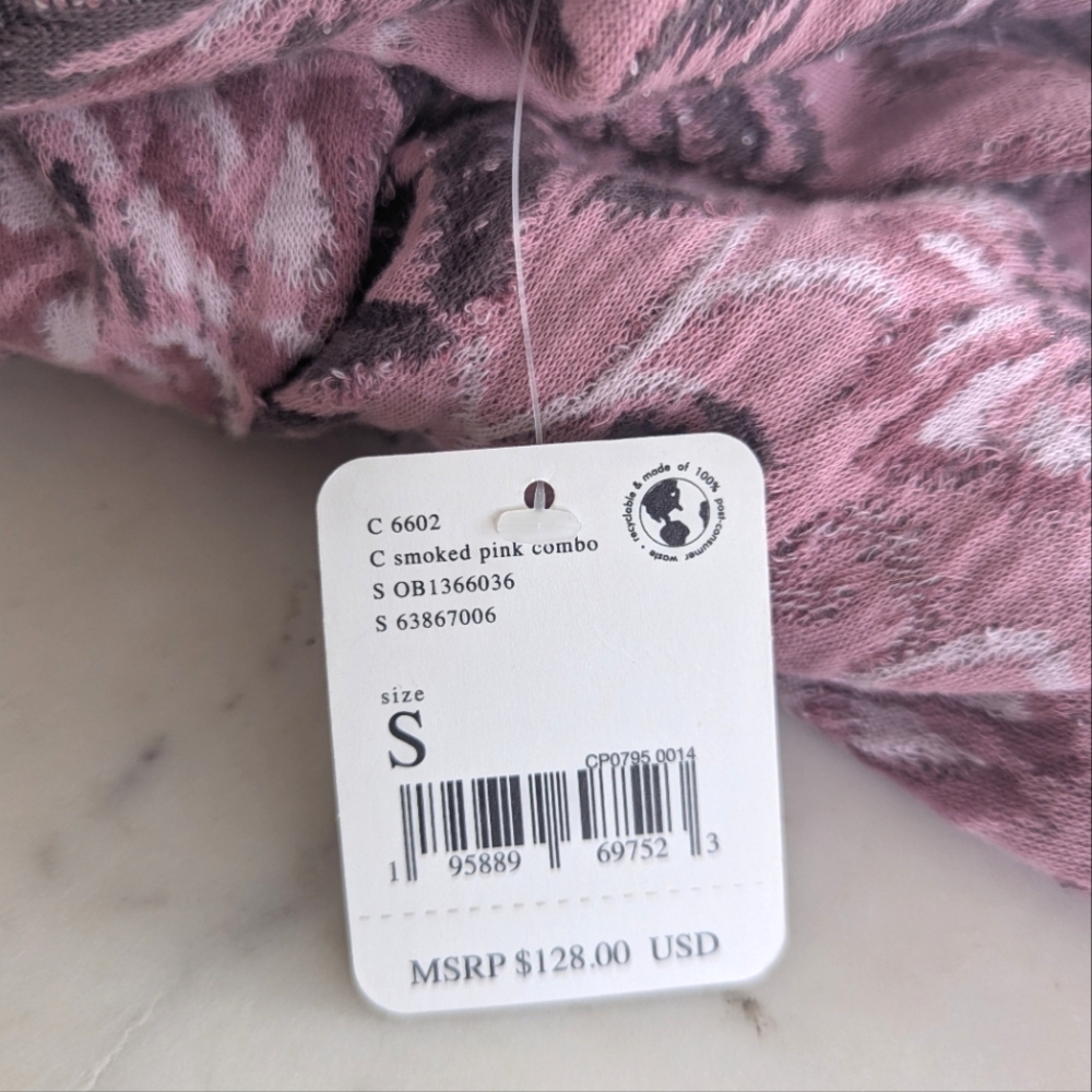 NWT Free People Jaquard Dusty Rose Floral Print Open Back Top - Picture 12 of 16